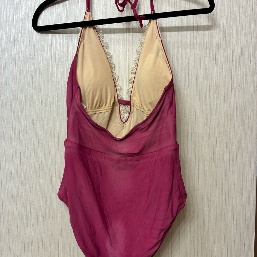Sea Angel Swimsuit‎ Lace Trim Floral V-Neck Medium - Picture 6 of 7